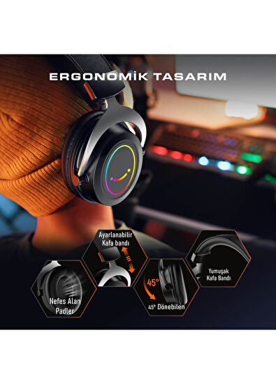 Fifine Ampligame H3 Mikrofonlu RGB Gaming Oyuncu Kulaklığı - 5