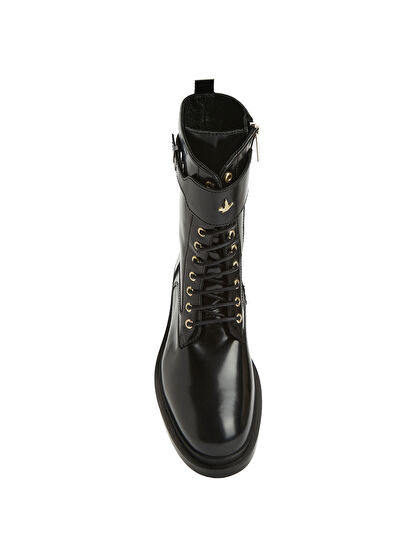 Beymen Club Women's Leather Boots With Black Logo - 4