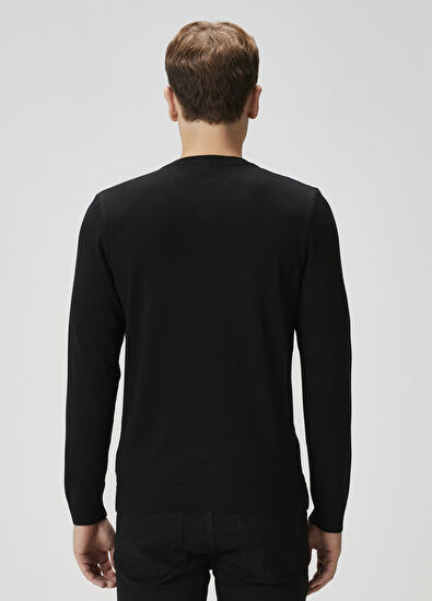 Beymen Club Black V-Neck Logo Embroidered Sweater - 4