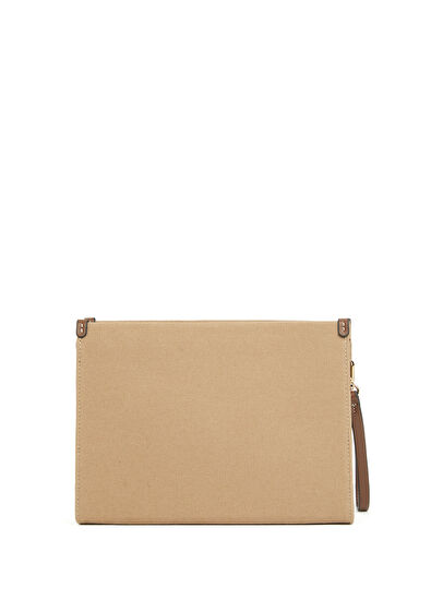 Kahverengi Kadın Canvas El Portföyü - Görsel 5