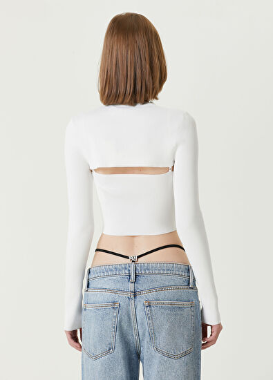 Alexander Wang Beyaz Kesim Detaylı Crop Triko - 5