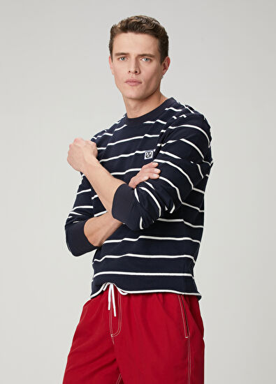 Beymen Club Lacivert Beyaz Çizgili Oversize T-shirt - 7