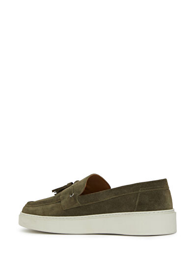 Beymen Club Khaki Tassel Detail Thick Sole Men's Suede Boots - 3