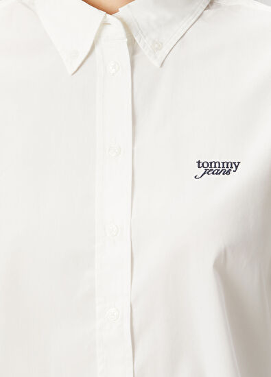 Tommy Jeans Regular Crop Beyaz Poplin Gömlek - 5