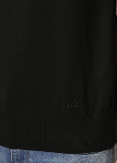 Dolce&Gabbana Black Polo Short Sleeve Silk Sweater - 7