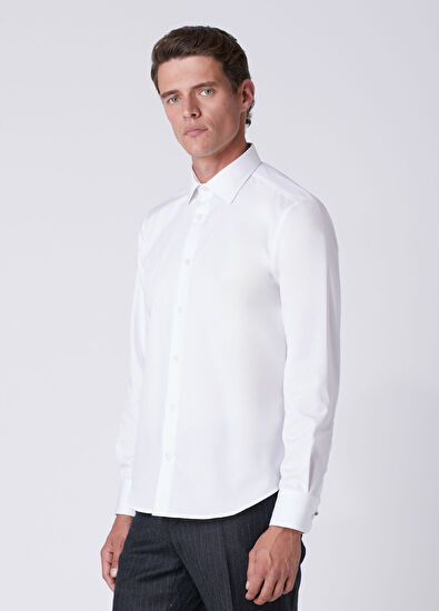 Beymen Club Slim Fit White Non-Iron Twill Shirt - 5