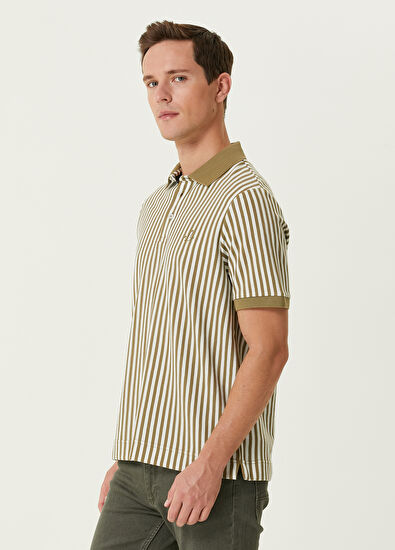 Beymen Club Comfort Fit Haki Çizgili Polo Yaka T-shirt - 5