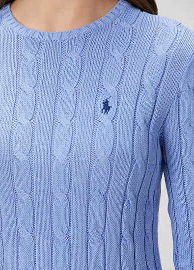 Mavi Saç Örgülü Triko - Görsel 6