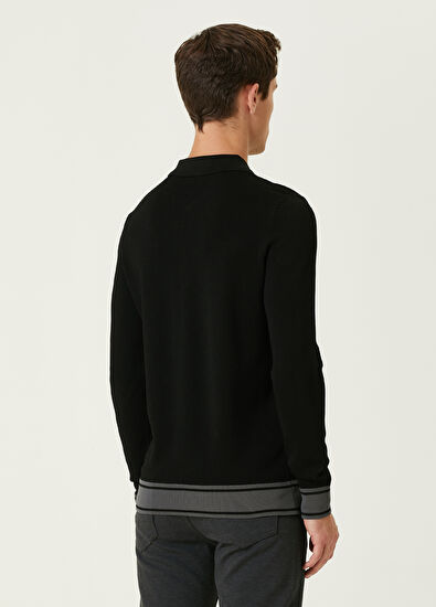 Beymen Club Siyah Polo Yaka Logo Nakışlı Triko - 5