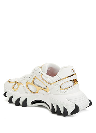B East Beyaz Gold Logolu Kadın Deri Sneaker - Görsel 5