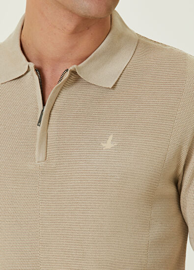 Beymen Club Bej Polo Yaka Ottoman Dokulu Kısa Kollu Triko - 5