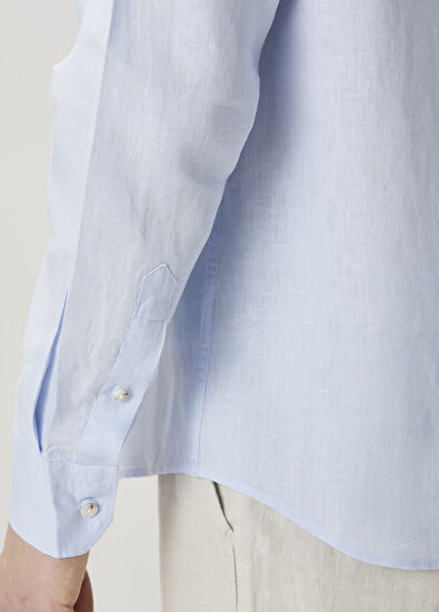 Beymen Club Açık Mavi Keten Gömlek - 7