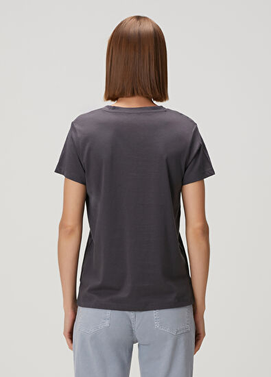 Beymen Club Antrasit V Yaka Dökümlü T-shirt - 4