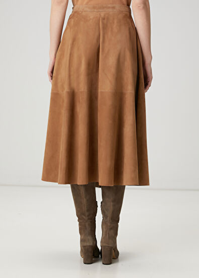 Beymen Club Brown Midi Suede Skirt - 4