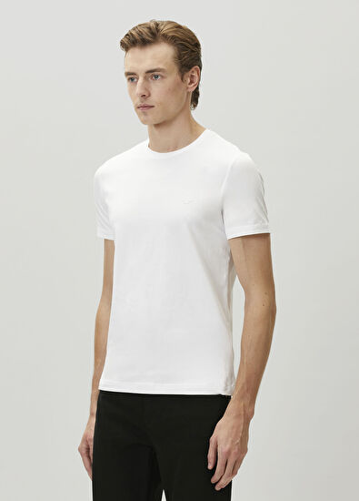 Beymen Club Off-White Regular Fit Elastane Basic T-Shirt - 5