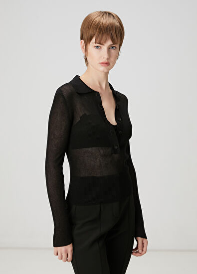 Beymen Club Siyah İnce Polo Kazak - 3