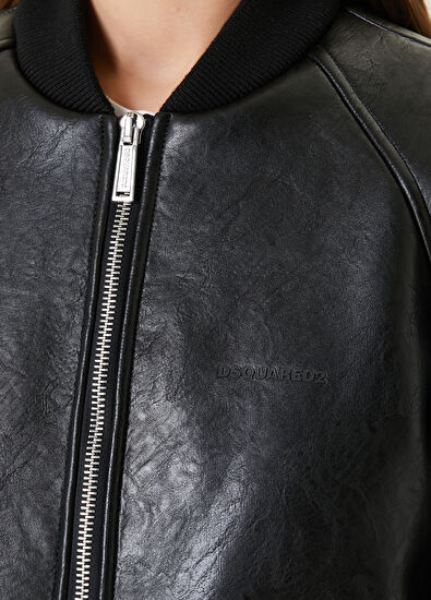 Dsquared2 Siyah Logolu Bomber Ceket - 4