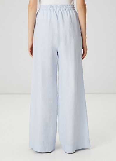 Beymen Club Light Blue Wide-Leg Linen Trousers - 4