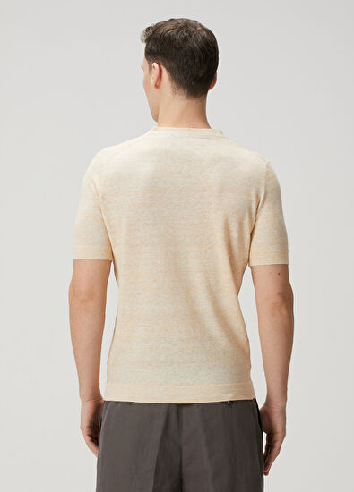 Brunello Cucinelli Sarı Kısa Kollu Keten Triko - 4