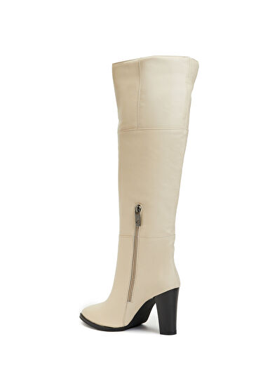 Beymen Club Ecru Womens Leather Boots - 3