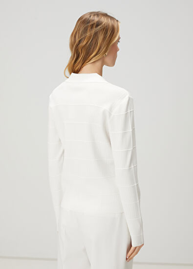 Beymen Club White Ribbed Cardigan - 5