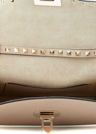 Rockstud Top Small Nude Kadın Deri Çanta - Görsel 6