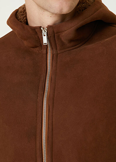 Lardini Taba Kapüşonlu Deri Mont - 5