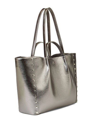 Beymen Club Antrasit Logo Detaylı Kadın Rugan Çanta - 3