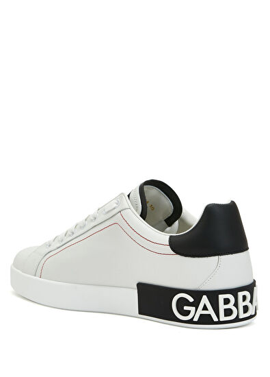 Beyaz Logolu Erkek Deri Sneaker - Görsel 5