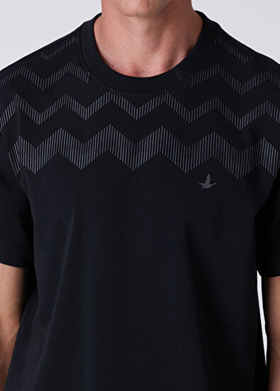 Beymen Club Relax Fit Siyah Zikzak Çizgi Baskılı T-shirt - 6