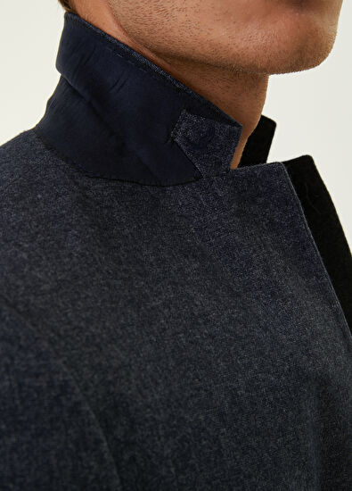 Beymen Club Slim Fit Indigo Yün Flanel Kaşe Ceket - 7