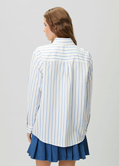 Beymen Club Blue White Pinstripe Shirt - 5