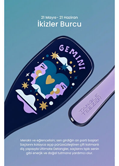 Tangle Teezer Zodiac The Ultimate Detangler Gemini Gemini Straight & Curly Hair Hair Detangling Comb - 7