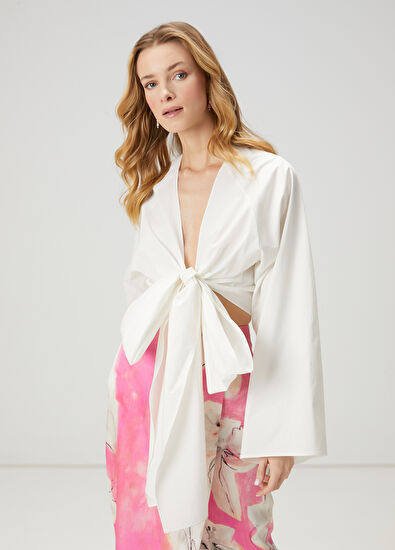 Beymen Club Kırık Beyaz Crop Gömlek - 5