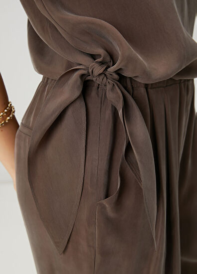 Beymen Club Kahverengi Düğüm Detaylı Cupro Bluz - 7