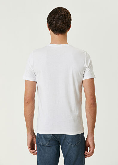 Beymen Club Beyaz Soyut Grafik Kaz Baskılı T-shirt - 5