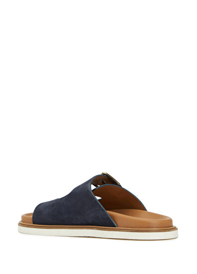Beymen Club Navy Blue Double Strap Men's Suede Slippers - 3