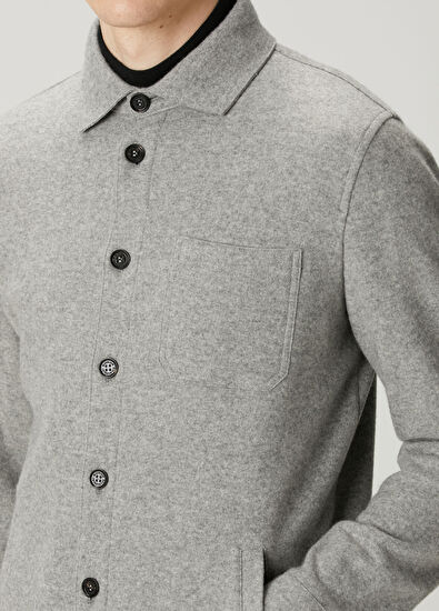 Maurizio Baldassari Koyu Gri Kaşmir Dış Gömlek - 5