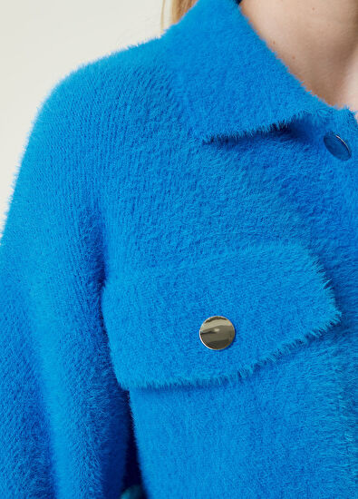 Beymen Club Mavi Gömlek Formlu Tüylü Hırka - 5