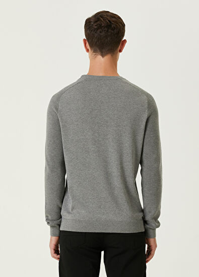 Beymen Club Gri Logo Baskılı Kazak - 5