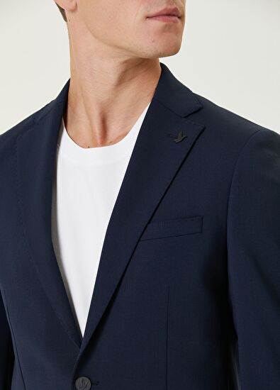 Beymen Club Slim Fit Koyu Lacivert Diyagonal Doku Takım Elbise - 7