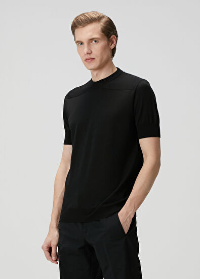 Jil Sander Siyah Kısa Kollu Yün Triko - 3