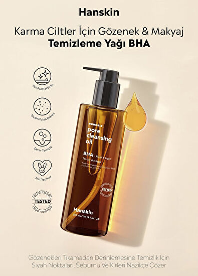 Hanskin Pore Cleansing Oil Bha Pore and Make-up Removal Oil for Combination and Oily Skin 300 ml - 5