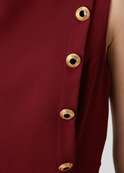Bordo Düğme Detaylı Midi Elbise Beymen Club Bordo Düğme Detaylı Midi Elbise - 6