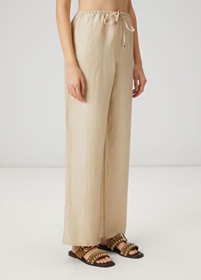 Beymen Club Bej Kemerli Parlak Keten Pantolon - 3