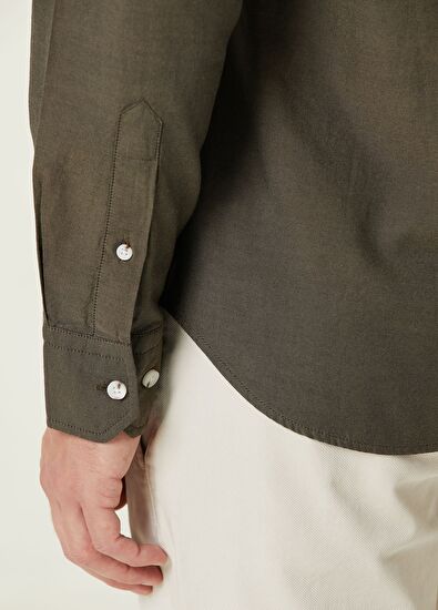 Beymen Club Slim Fit Haki Oxford Gömlek - 7