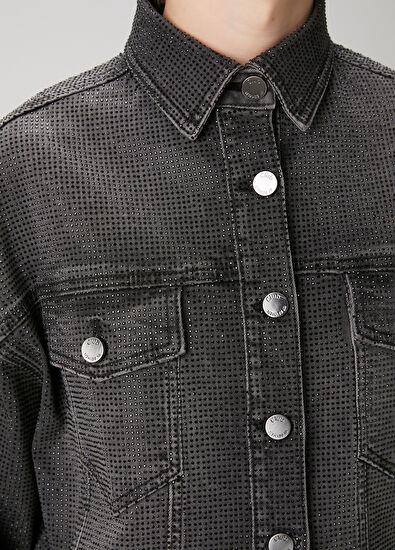 Beymen Club Dark Gray Embellished Denim Jacket - 7