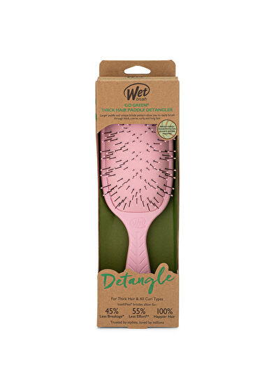 Wet Brush Go Green Paddle Detangler Pembe Kalın Telli Saçlar İçin Geniş Saç Fırçası  - 5