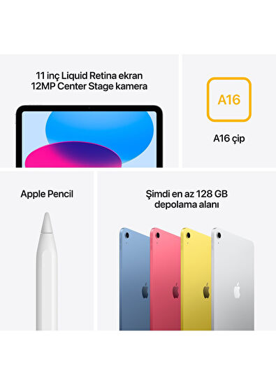 Apple iPad 11. Nesil A16 11" Wi-Fi 128GB Pembe Tablet MD4E4TU/A - 7