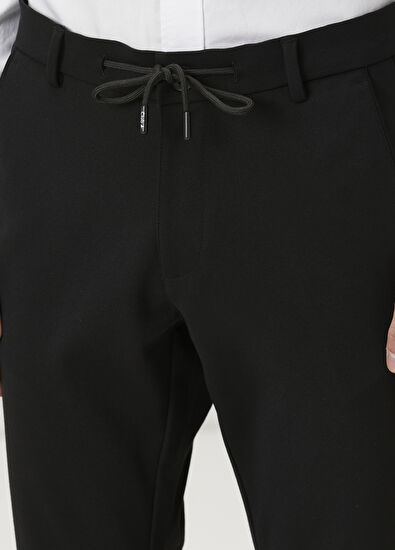 Beymen Club Siyah Beli Kordonlu Örme Chino Pantolon - 4